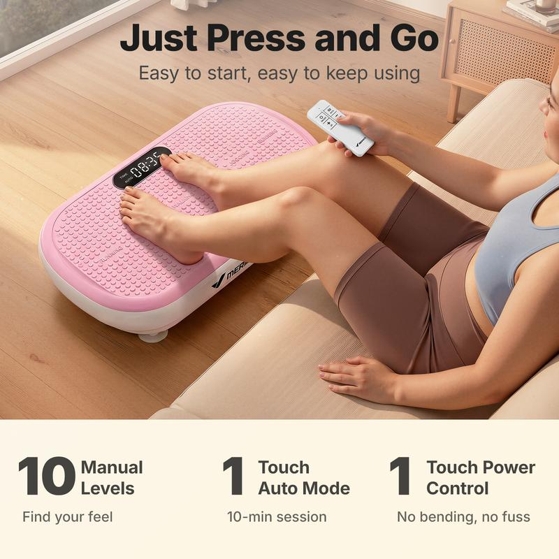 MERACH SummerVibes Vibration Plate Exercise Machine — 440LB Capacity | Bluetooth, Remote & 4 Workout Modes